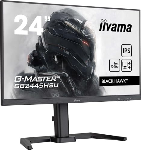 iiyama G-Master Black Hawk GB2445HSU-B2 60,5cm 23,8 IPS LED Gaming Monitor Full-HD 100Hz HDMI DP USB2.0 1ms Adaptive Sync Höhenverstellung Pivot schwarz