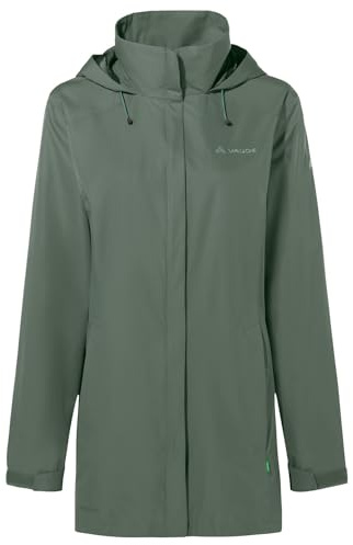 VAUDE Damen Regenjacke Escape Parka, wasserdichter Regen-Parka, atmungsaktiv und winddicht, agave, 48
