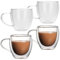 4 Stück Kaffeeglas Latte Macchiato Gläser mit Henkel, 250ml Doppelwandige Kaffeegläser Teeglas, Kältebeständigkeit und Hitze Kaffeetassen Glas für Cappuccino Latte Tee Kaffee Milch Saft Bier