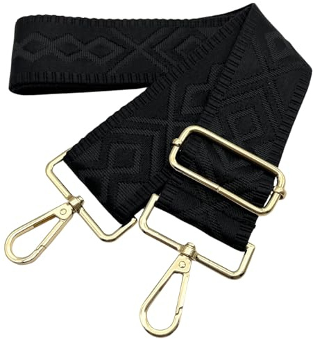 Correa para Bolsos Bandolera de Mujer Anchos Ajustables Correas para Bolsos-5cm, Intercambiable Correa de Hombro con Hebillas Oro para Bolsa de Hombro DIY (Negro) 1