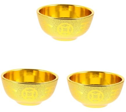 Hemobllo 3 Pezzi ciotola vegetariana chiave di grandi dimensioni tazza con scodella ciotole Ciotola di decorazione per la casa ciotola del tempio coppa del culto plastica D'oro