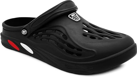 IMTY Mens Clogs Breathable Lightweight EVA Garden Sandals Slippers Hospital Clog Pool Shower Holiday Beach Mule Water Shoes (Black, UK Footwear Size System, Adult, Men, Numeric, Medium, 10)