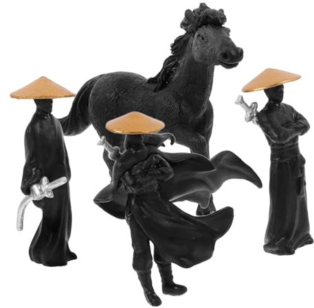 ibasenice 4 Miniature Garden Figurines Decorazione per Ufficio e Casa Micro Paesaggio Accessori per Giardino Bonsai e Terrariums Figure Storiche Cinesi