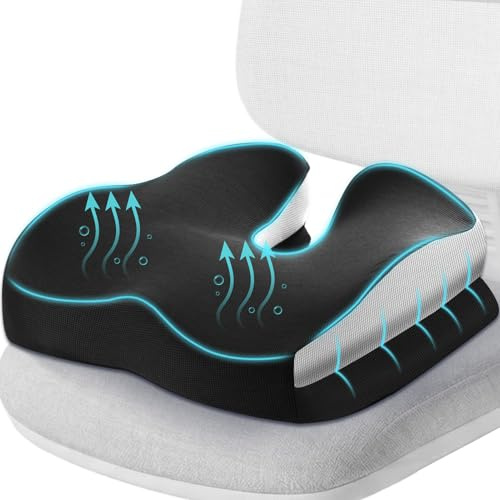 Otauoaea Cojin Silla Oficina, Cojin Coxis de Espuma Memoria Viscoelástica, Diseño Ergonómico Cojin Asiento Coche Conductor, Sillas Gaming Alivio del Dolor y la Ciática Funda Lavable
