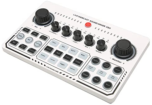 SUNGOOYUE Tarjeta de Sonido en USB, Interfaz de de Doble Canal con 12 Efectos de Sonido, Batería de 1200 MAh, Aleación de Aluminio, Frecuencia de Muestreo de 44,1 KHz para Transmisión, Transmisión