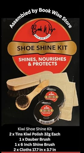 Kiwi Shoe Polish 2-Pack with Horsehair Brushes and Shine Cloths – Complete Shoe Care Kit (Black Polish x2, Shine Brush, Dauber, 2 Cloths)