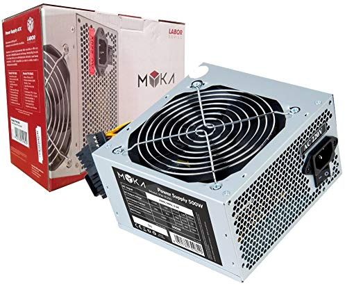 MYKA Alimentatore per Case ATX PW-R500 500W 3X Sata 1x IDE (Molex) Tasto On/off Retail Ventola 12cm Super Silent