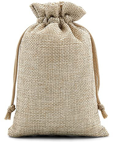 SumDirect Jutesäcke aus Leinen, 10 x 15 cm, Braun, Mini-Geschenkbeutel, atmungsaktiv, mit Kordelzug, für Hochzeit, Party, Geburtstag, Bastelarbeiten, 20 Stück