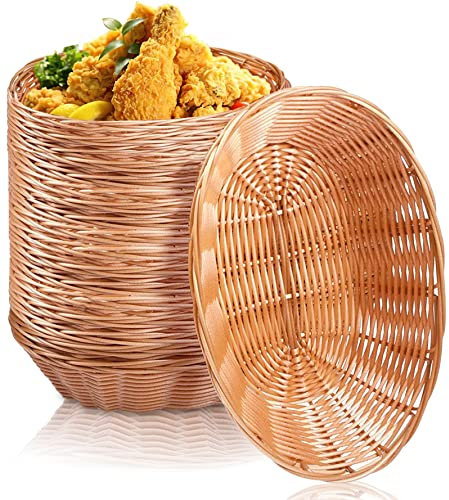 Yesland 12 Pack Plastic Oval Gift Baskets, Food & Fruit Storage, 25.4cm x 14.7cm x 7cm Bread Basket Bin for Kitchen, Restaurant & Centerpiece Display, Christmas Gifts
