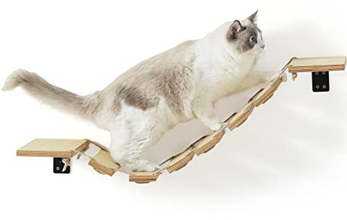 FUKUMARU Katbro Väggmonterad, 32.5 tum bredare katt hylla och kattklättringssteg för DIY kattmotorväg och kattvägg, för de flesta kattungar, medelstora och stora katter.
