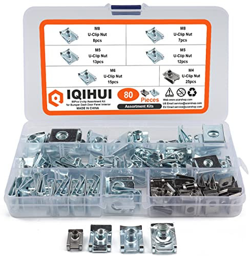 IQIHUI - Tuercas roscadas en forma de U M4 M5 M6 M8 para automóviles y motocicletas (80 unidades)