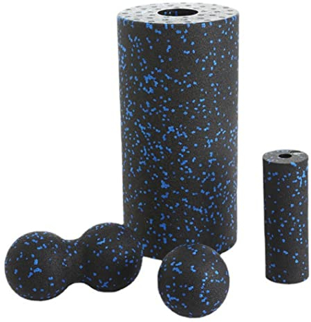 sevennine Faszienrolle Set, Schaumfaszia Roller Set Fitness Yoga Massagekugeln Hohl Foam Muscle Massager Kit 4 stücke Blau