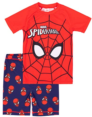Marvel Spider-Man Badeanzug Jungen Kinder Zweiteilige Top Shorts Schwimmset 5-6 Jahre