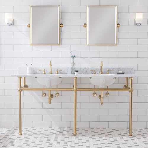 Water Creation Embassy 72 Double Brass Wash Stand - Satin Gold