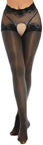 TiaoBug Calze a Rete Donna Collant Aperto Sexy Hot per Sesso Leggings Erotico Stockings Curvy Trasparenti in Pizzo Floreale Pantyhose Collant Calze per Reggicalze Nero XL