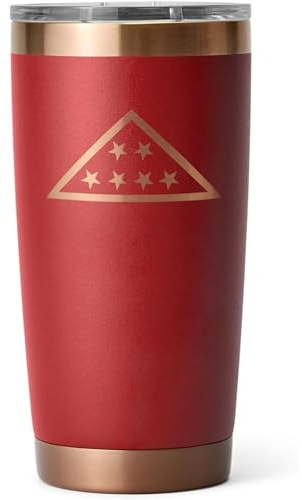 YETI Rambler 20 oz Tumbler, Stainless Steel, Vacuum Insulated with MagSlider Lid, Folds of Honor - Brick Red