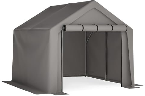 Storage Tent 8' x 8' Bike Store Motorbike Log Wheelie Bin Grey by Garden Universe Model GST8x8-Grey-Amz