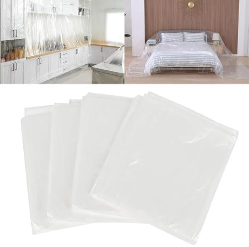 Abdeckfolie Maler, Malerfolie, Malerabdeckfolie, Malerplane, Malerfolie Abdeckfolie, Geeignet für Umzugs, Dekorations und Malerarbeiten, Schützt Effektiv Böden und Möbel, 4 Stück, 4 x 5m