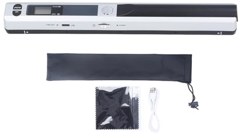 HWGING Bärbar Skanner för A4-dokument Fotobilder Kvitto 8,27 Tum HD 900DPI Färg Mobil Handhållen Skannerstav för Hemresekontor (Silver)