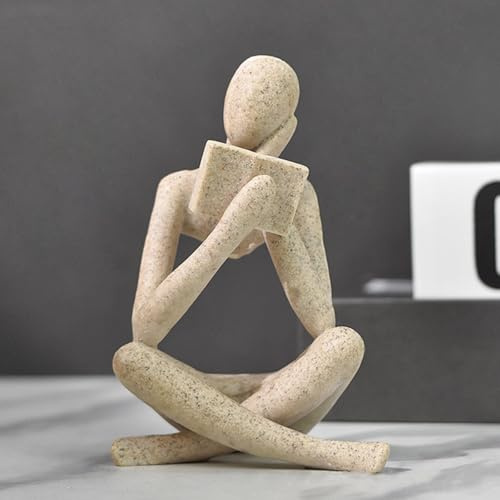 Dnoifne Estatuilla de Mujer Leyendo en Arenisca, Escultura del Pensador, Decoración Abstracta Moderna, Figura Estética para Estantes, Mesas de Oficina, Salón o Dormitorio