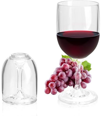 HENGBIRD Copas de vino de plástico para camping, copas de vino plegables creativas, copas de champán, de plástico, 200 ml, puede contener vino para viajes, camping, picnic al aire libre