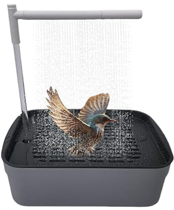 Baño para Pájaros, Baño Automático para Aves con Ducha, Estación De Silenciosa para Pinzones, Periquitos, Cacatúas, Agapornis y Yaco