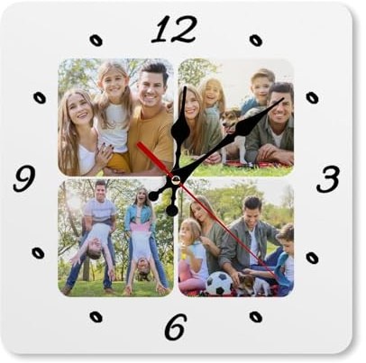 Naispanda Reloj de Pared Personalizado con Foto Reloj de Metal Silencioso para Sala Dormitorio Oficina Decoración del Hogar