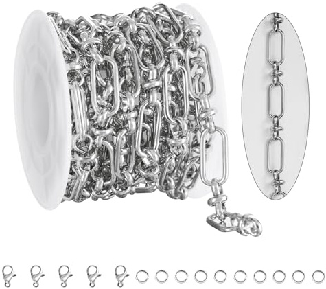 KYUNHOO 6.5 Feet Silver Bulk Chain for Jewelry Making with Connectors