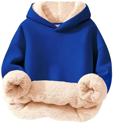 Survêtement pour fille et enfant - Vêtement de sport - Sweat à capuche en polaire - Doublure douce - Pull confortable et chaud - Veste pour enfant - Haut pour temps froid - Jouer dans, bleu, 9-10 ans