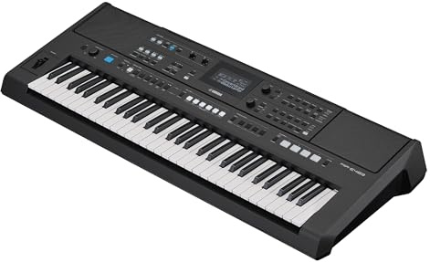 YAMAHA PSR-E483 Keyboard – Modernes Tragbares Keyboard mit 61 anschlagdynamischen Tasten, 860 Voices, 15 Super Articulation Lite Voices, 345 Styles, leistungsstarken Lautsprechern und USB-C – Schwarz