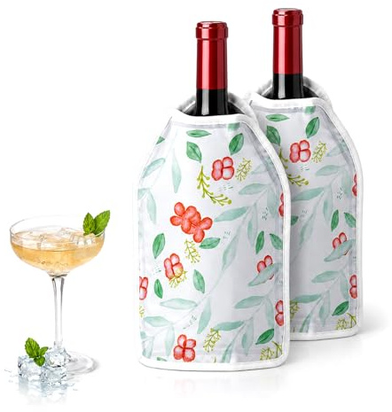 Vinkylare manschett set om 2, kylmanschett för vin, kylmanschett vinflaskor, vinmanschett, på vägen vinflaskkylare för vin, champagne, flaskor