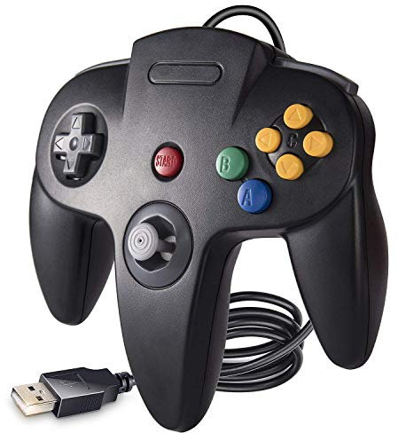suily Wired USB Controller für N64-Spiele, Classic USB Controller Gamepad Joystick für Windows PC Mac Raspberry Pi 3 (Schwarz)