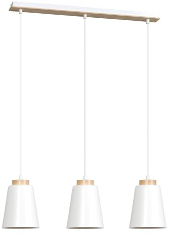 Licht-Erlebnisse Hängeleuchte aus Metall & Holz in weiß skandinavisch 3-Flammig E27 B:66cm für Esszimmer Küche Essecke Hängelampe Pendellampe Decke
