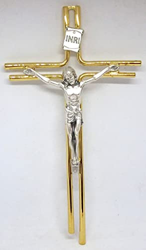 GTBITALY 10.588.20 Croce crocefisso crocifisso con Cristo Argento e targhetta inri da Muro da Parete Oro Misura 20 cm