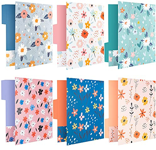 Decorative File Folders, 12-Pack Cute Spring Floral File Folders, Letter Size, 6 Designs