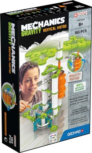 Geomag - Mechanics Gravity Vertical Motor - Lern- und Kreativspiel für Kinder - Magnetische Bausteine, Vertikale Motoren mit Magnetbausteinen - Set mit 183 Teilen