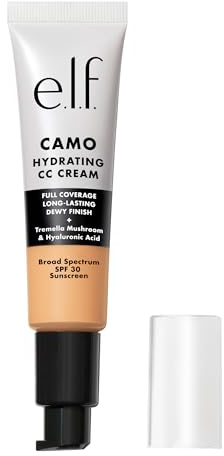 e.l.f. Crème hydratante Camo CC, fond de teint correcteur de couleur pour une finition rosée avec SPF 30, végétalien et sans cruauté envers les animaux, léger 250 W