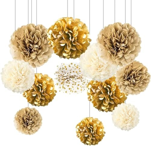 Pompons Deko, 20 Stück Seidenpapier Pompons Deko, Tissue Pom Poms, Seidenpapier-Pompons, Tissue Papier Pom Poms für Hochzeitsdeko, Geburtstag, Brautdusche, Verlobungsfeier