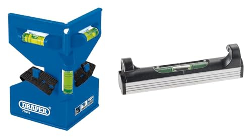 Draper 75042 Pfostenwaage, starr, Blau & kwb Schnur-Wasserwaage für Richtschnüre/Maurerarbeiten und Pflaster-Arbeiten