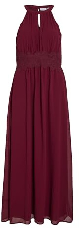 Vila VIMILINA Maxi Dress - Cuello de sujeción, Cabernet/Detail:Elastic, 40