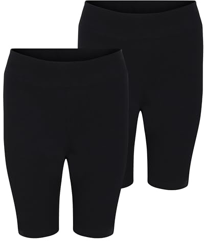 Girls 2 Pack School PE Cycling Shorts Ex MS Cotton & Stretch Black Navy 2-16Y (Blk 11-12)