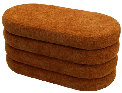 Rebecca Mobili Pouf Lungo Contenitore, Panca Fondo Letto, Arancione Scuro, Tessuto Poliestere MDF, Imbottito, con Seduta, Stile moderno - Misure HxLxP: 38 x 76 x 38 cm - Art. RE7055