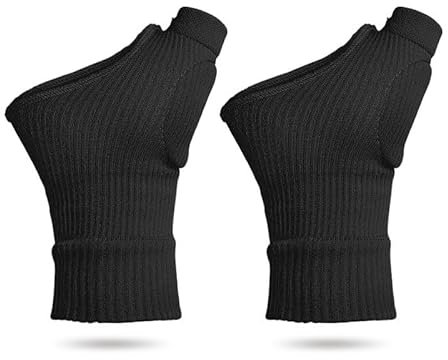 BrightGlow Kompressionshandschuh aus Nylon Atmungsaktive Daumenunterstützungshandschuhe mit Gel Handgelenk Bandagen für Damen und Herren Fingerloser Handschuh Handgelenkstütze für Sport Schwarz L