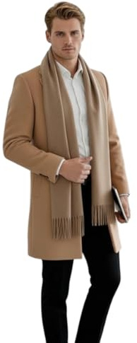 LA Ferani Écharpe pour homme en cachemire élégante pour l'automne et l'hiver, fine 185x65, élégante pour les occasions formelles, écharpe en cachemire élégante et souple, écharpe en laine, laine uni