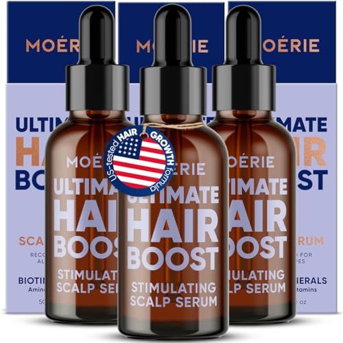 MOERIE Hair Growth Serum 50ml - zum Haarwachstum beschleunigen & gegen Haarausfall bei Frau - Haarwuchsmittel Kopfhautserum - Haar Wachstum Haarserum Öl - Anti Haarausfall Haaröl (Serum 3er Set)