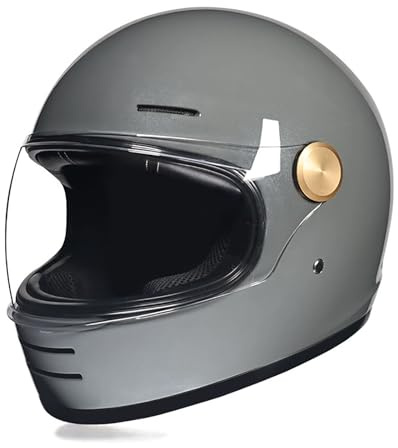 Retro kryssning integralhjälm motorcykelhjälm herr och dam fyra årstider skyddshjälm unisex hjälm kan öppnas modulär ECE-certifiering F, L = 57–58 cm