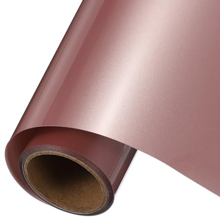 sourcing map Rose Gold Heat Transfer Vinyl, 10 Inch x 5ft Iron-on Vinyl Roll for Decal Cutting, Signs, Scrapbooking, DIY Craft, Home Decoration