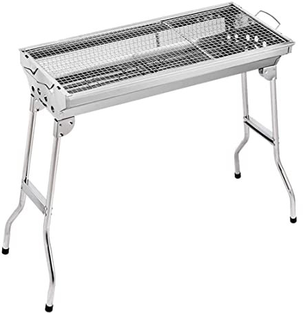 IWENZHKPA Parrilla Barbacoa Parrilla De Barbacoa De Carbón Plegable Portátil Pequeña De Acero Inoxidable con Pies Antideslizantes Parrilla De Carbón Grande Barbacoa Portátil