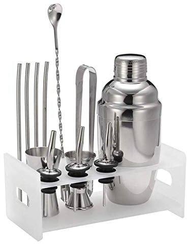 Shaker barartiklar set rostfritt cocktail shaker set bartender kit innehåller plastställ cocktailshakers