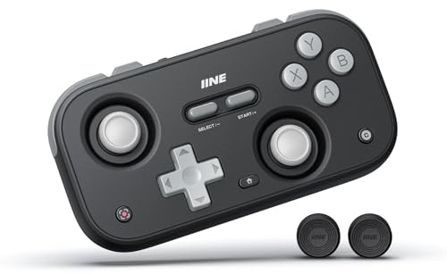 IINE Retro Pocket Wireless Game Controller – Compact Gamepad with Hall Effect Joysticks, Customizable Buttons, 1000Hz Polling Rate – Compatible with PC, Switch, Mobile, Steam Deck, Tablet (Black)